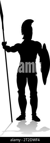 Spartan Silhouette Gladiator Trojan guerrier grec Illustration de Vecteur