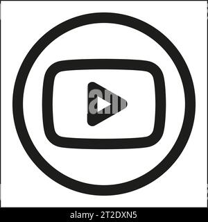 Icône de ligne mince de l'application YouTube sur les réseaux sociaux. Illustration du vecteur de forme carrée. Illustration de Vecteur