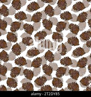 Motif sans couture vectoriel dessiné à la main avec des pommes de pin Illustration de Vecteur