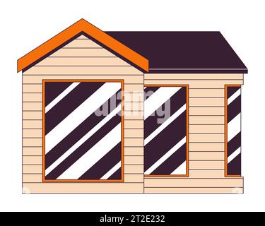 Objet de dessin animé linéaire 2D de bâtiment agricole moderne Illustration de Vecteur