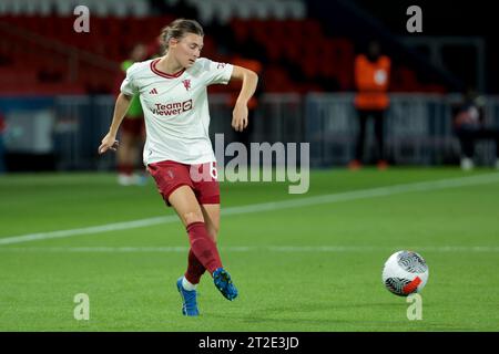 Paris, France. 18 octobre 2023. Hannah Blundell de Manchester United lors de la Ligue des champions féminine de l'UEFA, ronde 2, match de football de 2e étape entre le Paris Saint-Germain et Manchester United le 18 octobre 2023 au Parc des Princes à Paris, France - photo Jean Catuffe/DPPI crédit : DPPI Media/Alamy Live News Banque D'Images