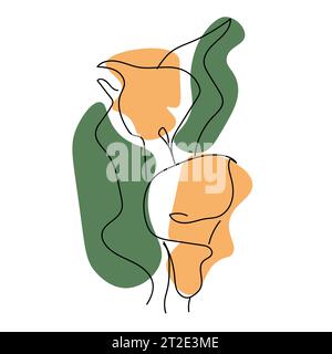 Fleur de lys Calla. Dessin en ligne continue. Fleur de dessin de ligne simple pour logo, icône, conception Illustration de Vecteur