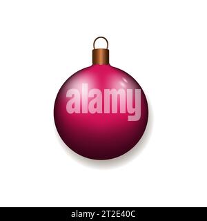 Boule de Noël couleur Viva Magenta, couleur tendance de l'année 2023. Clip art isolé sur fond blanc.illustration vectorielle Illustration de Vecteur