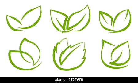 Un ensemble de feuilles vertes abstraites sur fond transparent, pour les logos, les dessins, pour le symbolisme de la planète verte Illustration de Vecteur