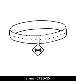 Doodle dessiné à la main Cute Dog ou Cat Collar.Pets Stuff and Supply concept Vet symbole. Illustration vectorielle Illustration de Vecteur