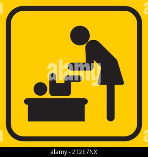 Icône de chambre de pépinière sur fond jaune. Signe de la chambre de mère.Illustration vectorielle. Illustration de Vecteur