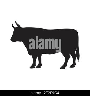 Silhouette d'une vache. Silhouette de logo d'icône noire isolée sur fond blanc.Illustration vectorielle Illustration de Vecteur