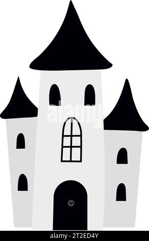 Jolie maison d'halloween. Décoration de conception d'horreur spooky pour la fête d'Halloween. Fond sinistre pour la fête d'octobre et les invitations. Stock vectoriel plat Illustration de Vecteur