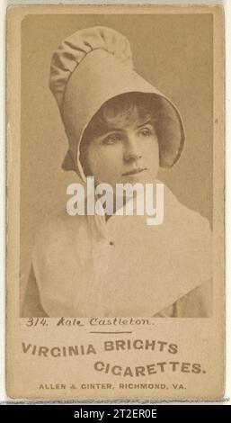 Carte 314, Kate Castleton, de la série Actors and Actresses (N45, Type 1) pour cigarettes Virginia Brights émises par Allen & Ginter American ca. 1888 cartes de commerce de la série "acteurs et actrices" (N45, Type 1), émises vers. 1888 par Allen & Ginter pour promouvoir Virginia Brights, Dixie, Our Little Beauties et Opera Puffs cigarettes. Banque D'Images