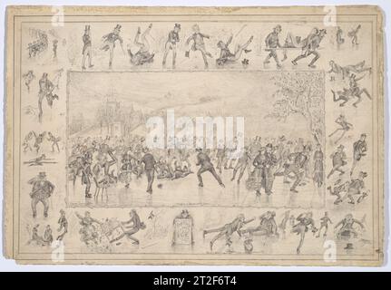 Skating on Duddingston Loch et Sketches on the Ice George Lockie British, né en Écosse 1884 Voir plus. Skating on Duddingston Loch and Sketches on the Ice George Lockie (britannique (né en Écosse), actif en 1884). 1884. Stylo et encre. Dessins Banque D'Images