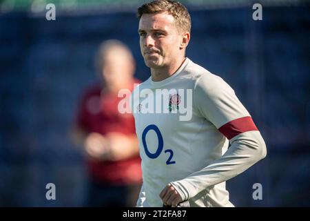 Paris, France. 19 octobre 2023. Le demi-mouche anglais George Ford lors d'une séance d'entraînement à l'Institut national du sport, de l'expertise et de la performance (INSEP) à Paris le 19 octobre 2023, avant la demi-finale de la coupe du monde de rugby France 2023 contre l'Afrique du Sud. Photo Eliot Blondet/ABACAPRESS.COM crédit : Abaca Press/Alamy Live News Banque D'Images