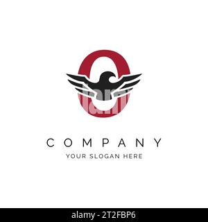 O logo lettre, logo Eagle Wings, modèle Falcon logo illustration vectorielle icône de conception symbole. Alphabet O avec symbole Aigle Illustration de Vecteur