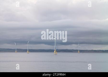 Éoliennes offshore, Aberdeen, Écosse Banque D'Images