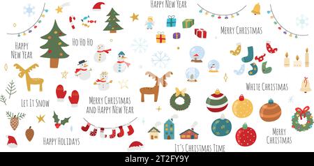 Ensemble d'éléments graphiques de Noël illustration vectorielle Illustration de Vecteur