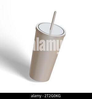 Tumbler café ou verre en acier inoxydable rendu 3d. Banque D'Images