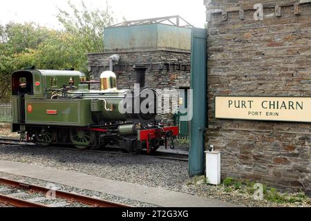 Locomotive à vapeur no. 11 'Maitland' à la gare de Port Erin sur le chemin de fer à vapeur de l'île de Man. Banque D'Images