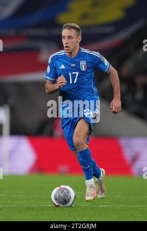 Londres, Royaume-Uni. 17 octobre 2023. Davide Frattesi (Inter Milan) d'Italie lors du match international entre l'Angleterre et l'Italie au stade de Wembley, Londres, Angleterre, le 17 octobre 2023. Photo de David Horn. Crédit : Prime Media Images/Alamy Live News Banque D'Images