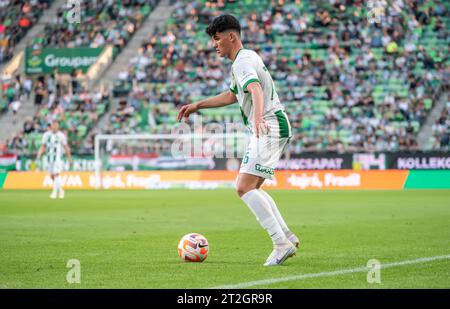 Budapest, Hongrie – 20 mai 2023. Le milieu de terrain de Ferencvaros Krisztian Lisztes lors du match Hongrois OTP Bank League Gameweek 32 Ferencvaros vs Debrecen Banque D'Images