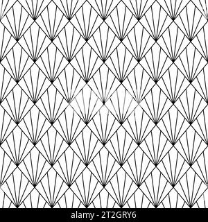 Motif sans couture art déco. Patern de diamant noir répété isolé sur fond blanc pour la conception d'impressions. Répétition de l'arrière-plan géométrique. Rhombus Illustration de Vecteur