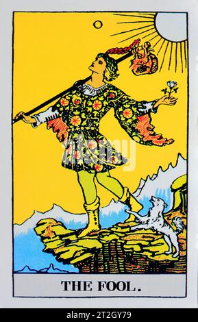 The Fool - carte Tarot individuelle. Banque D'Images