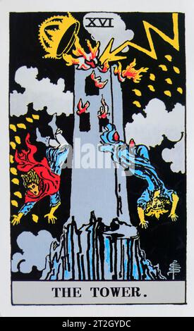 La Tour - carte Tarot individuelle. Banque D'Images