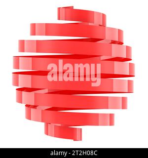 Logotype professionnel. Ruban rouge en forme de sphère. Rendu 3D isolé sur fond blanc Banque D'Images