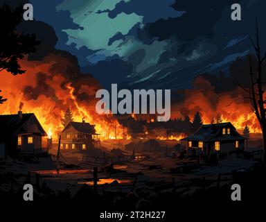 Illustration vectorielle de feu de forêt Illustration de Vecteur