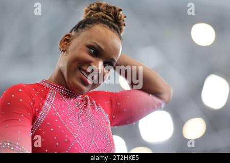 Santiago, Chili. 19 octobre 2023. Rebeca Andrade, du Brésil, lors de la séance d'entraînement de gymnastique artistique des Jeux panaméricains de Santiago 2023, au National Stadium Sports Park, à Santiago le 19 octobre. Photo : Heuler Andrey/DiaEsportivo/Alamy Live News crédit : DiaEsportivo/Alamy Live News Banque D'Images