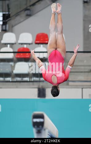 Santiago, Chili. 19 octobre 2023. Julia Soares du Brésil, lors de la séance d'entraînement de gymnastique artistique des Jeux panaméricains de Santiago 2023, au National Stadium Sports Park, à Santiago le 19 octobre. Photo : Heuler Andrey/DiaEsportivo/Alamy Live News crédit : DiaEsportivo/Alamy Live News Banque D'Images