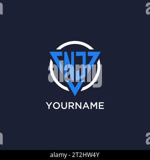 Logo monogramme NJ avec forme de triangle et vecteur de conception de cercle Illustration de Vecteur