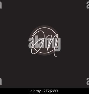 Initiales JN logo monogramme avec graphique vectoriel de style ligne de cercle simple Illustration de Vecteur