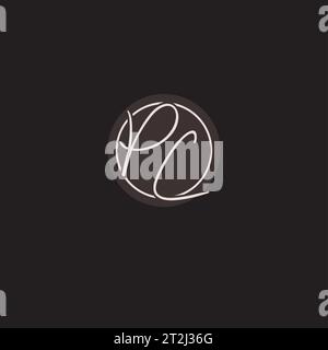 Initiales PC logo monogramme avec graphique vectoriel de style ligne de cercle simple Illustration de Vecteur