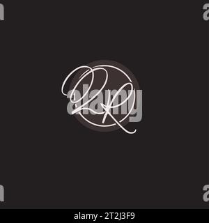 Initiales QR logo monogramme avec graphique vectoriel de style ligne de cercle simple Illustration de Vecteur