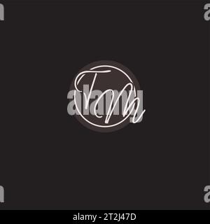 Monogramme du logo initiales TM avec graphique vectoriel de style cercle simple Illustration de Vecteur