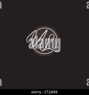 Initiales UL logo monogramme avec graphique vectoriel de style ligne de cercle simple Illustration de Vecteur