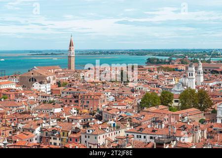 Vue aérienne de la vieille ville de Venise Italie. Banque D'Images