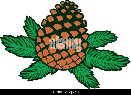 Illustration vectorielle de pomme de pin et de branche Illustration de Vecteur