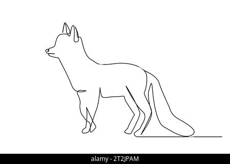 loup fox animal line art longueur du corps Illustration de Vecteur