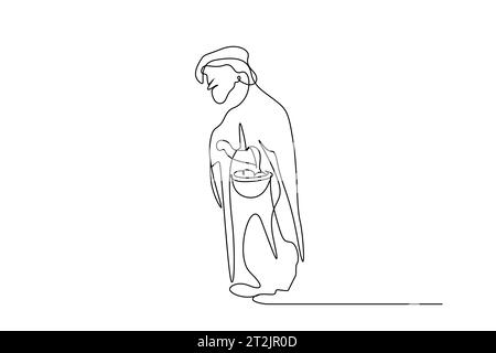 vieille sorcière femme rouge pomme enfant histoire personnage ligne art Illustration de Vecteur