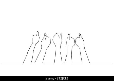 les mains des gens qui font de l'okey d'air vérifient la bonne illustration de ligne de signe Illustration de Vecteur