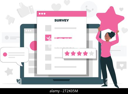 Concept de sondage en ligne avec des personnages. Peut être utilisé pour bannière Web, infographie, images de héros. Illustration vectorielle isométrique plate isolée sur blanc. Illustration de Vecteur