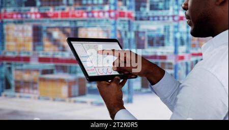 Technologie numérique de vente au détail et inventaire d'entrepôt. Ai Logistics Banque D'Images