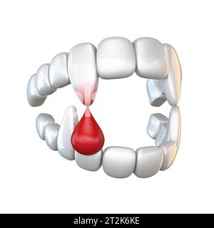 Illustration de rendu 3D des dents de vampire en plastique isolé sur fond blanc Banque D'Images