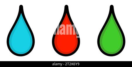 Icône goutte de liquide. Ensemble d'icônes de DROP colorées isolées. Illustration vectorielle. Illustration de Vecteur