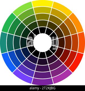 Roue chromatique avec couleurs et dégradés. Schéma de couleurs circulaire isolé. Illustration vectorielle Illustration de Vecteur