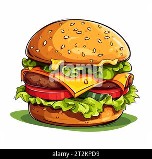 Burger sur blanc Illustration de Vecteur