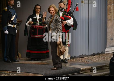 Oviedo, Espagne. 20 octobre 2023. La reine Sofia de Borbon arrive à Oviedo, le vendredi 23 octobre 2023. Crédit : CORDON PRESS/Alamy Live News Banque D'Images