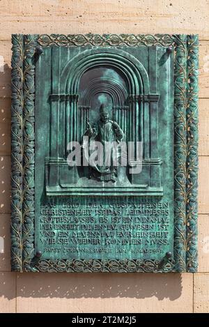 Soulagement avec parole du pape Jean-Paul II de 1987, Cathédrale de Spire, Spire, Rhénanie-Palatinat, Allemagne Banque D'Images