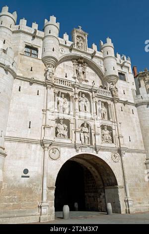 La ville médiévale porte Arco de Santa María, Burgos, Castilla y Leon, Espagne. Banque D'Images