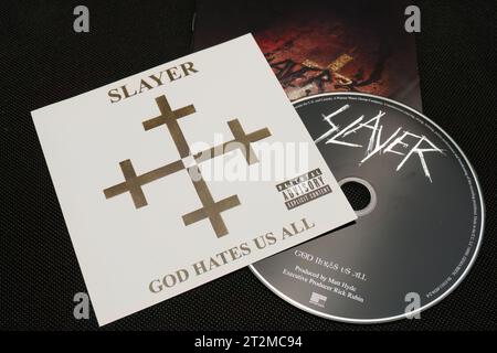 Slayer - God Hates US All (2001) album studio, CD et pochette Lahti, Finlande. 10 octobre 2023. Banque D'Images